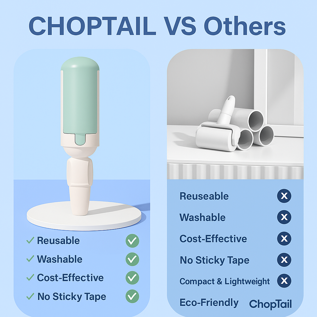 ChopTail™ Reusable Pet Hair Remover Roller – Self-Cleaning & Portable Fur Remover for Dogs & Cats